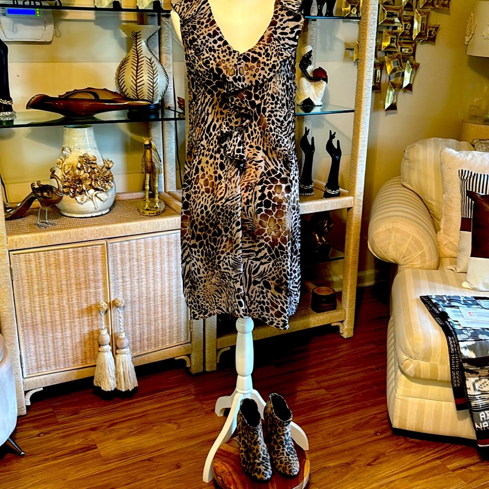 I have a animal print dress with ruffles in front and shoes animal prints also